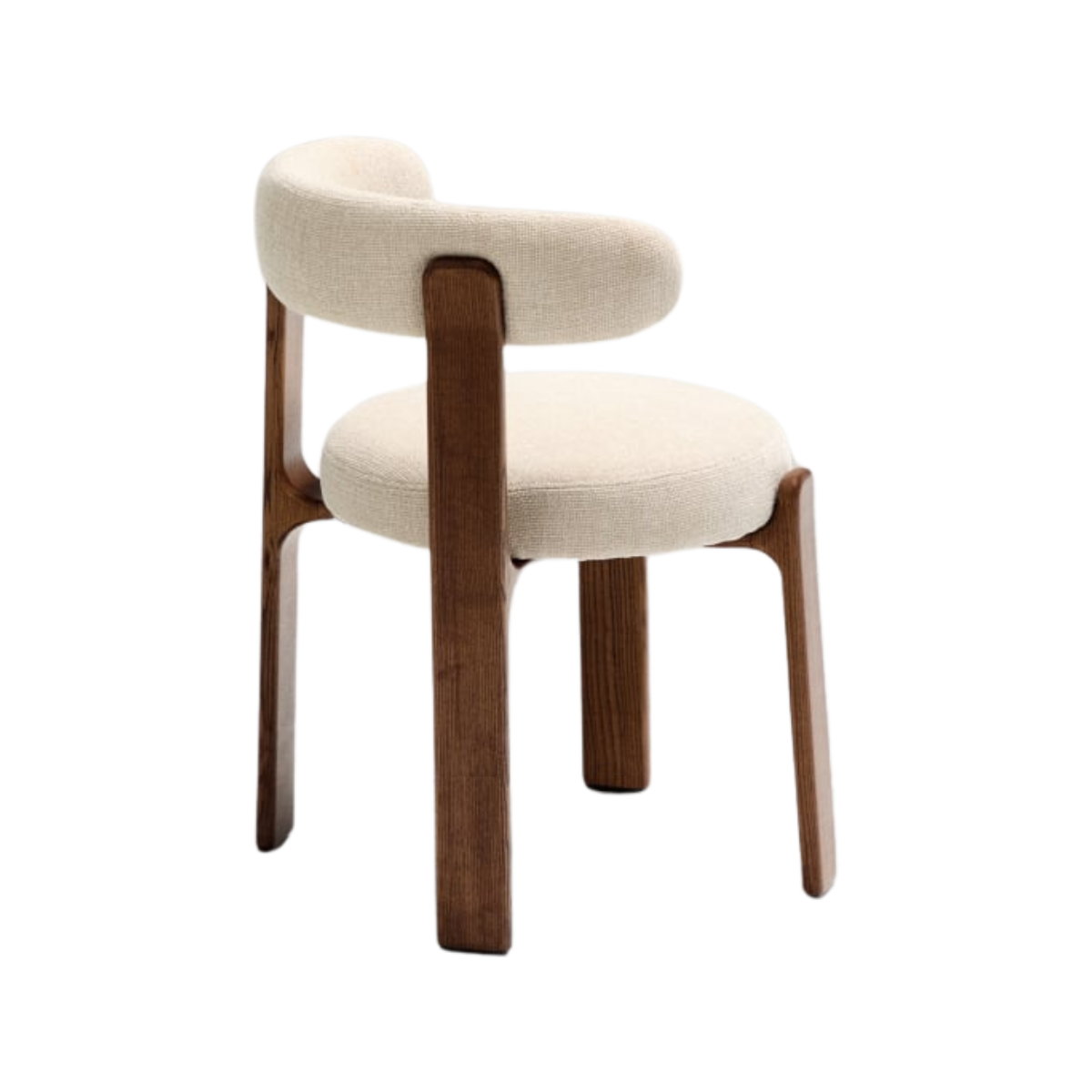 Silla Sean chenille beige de madera enchape nogal