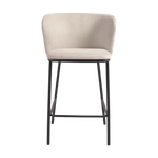 Silla alta Collin de chenilla beige y patas de metálica negro