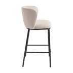 Silla alta Collin de chenilla beige y patas de metálica negro