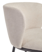 Silla alta Collin de chenilla beige y patas de metálica negro
