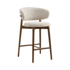 Silla alta Norman beige de madera maciza cachimbo