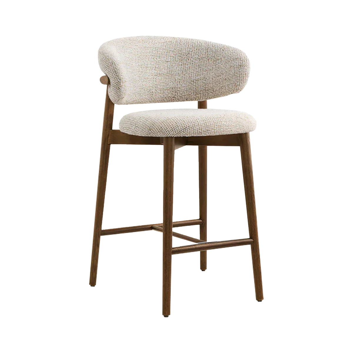 Silla alta Norman beige de madera maciza cachimbo