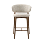 Silla alta Norman beige de madera maciza cachimbo