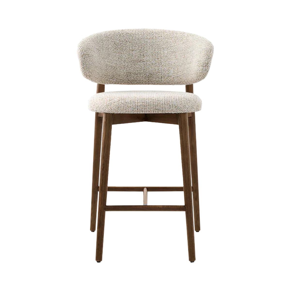 Silla alta Norman beige de madera maciza cachimbo