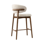 Silla alta Norman beige de madera maciza cachimbo