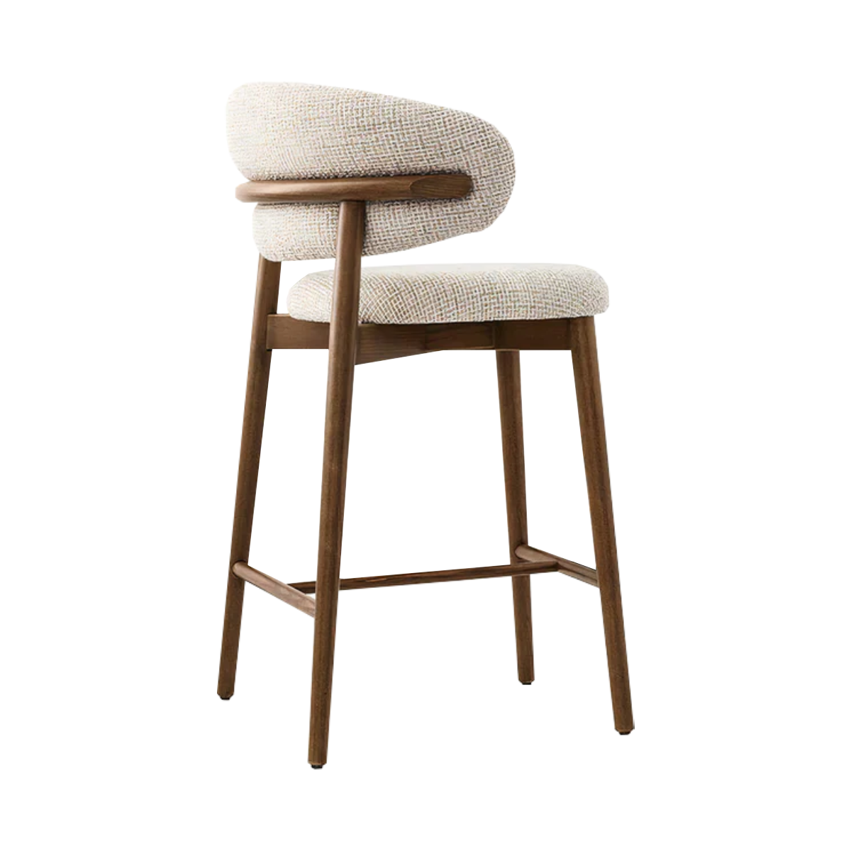 Silla alta Norman beige de madera maciza cachimbo