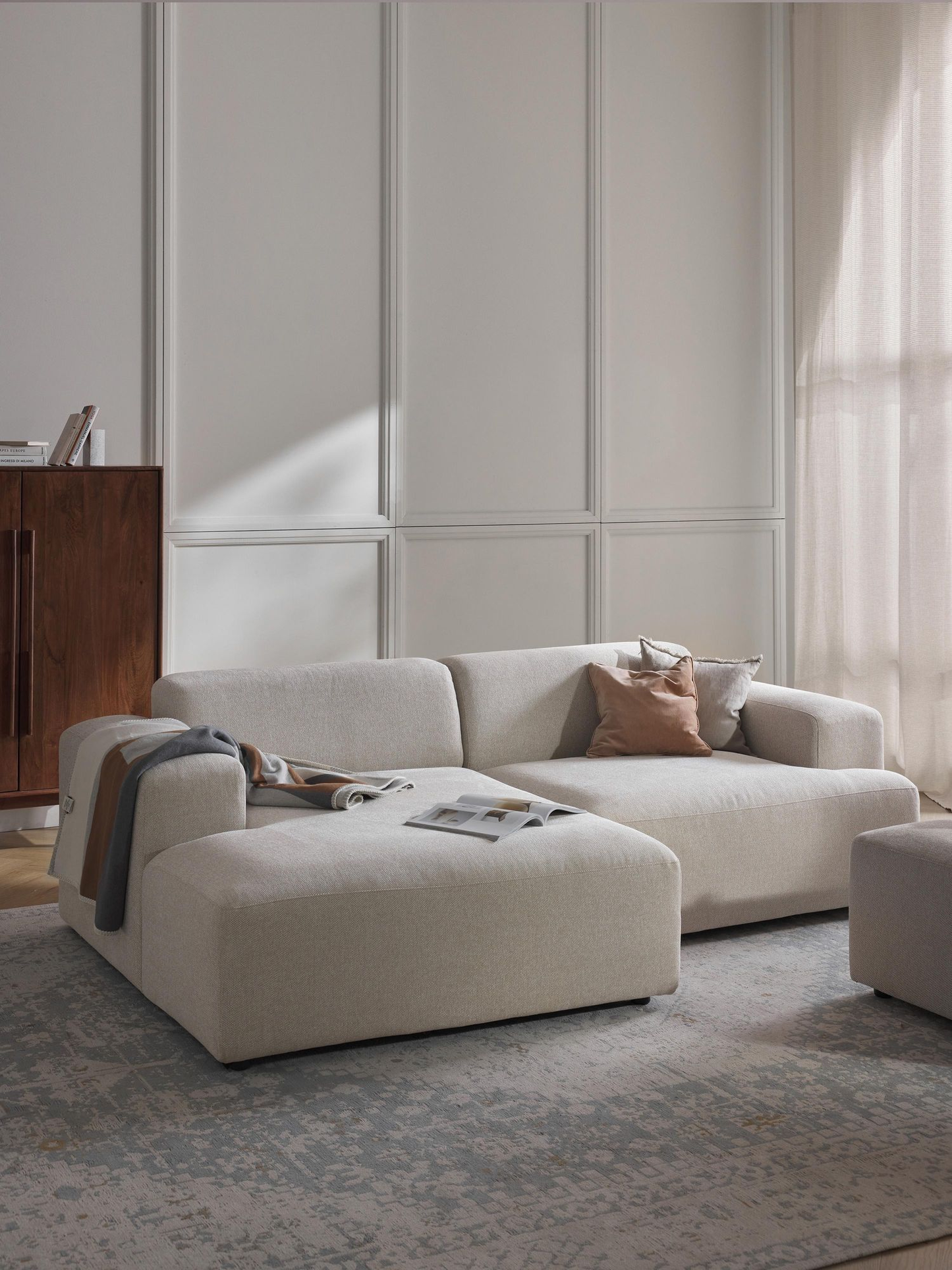 Sofá chaise lounge Vilma beige