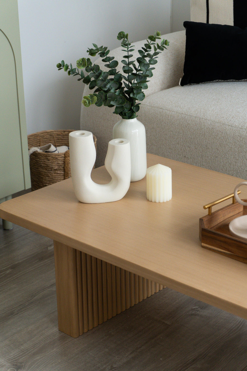 Mesa de centro Gale chapado wengué blanco