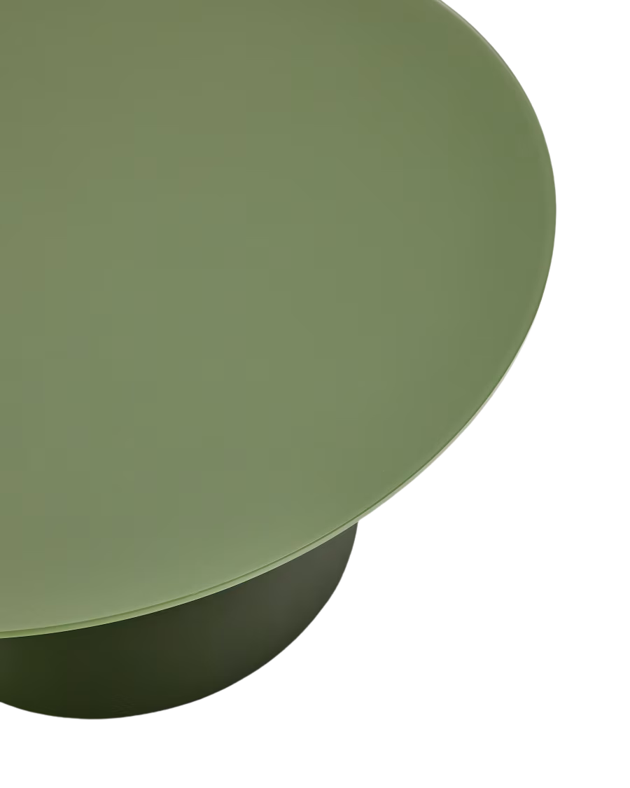 Mesa de centro Zeller acabado pintado verde con vidrio  Ø80 cm