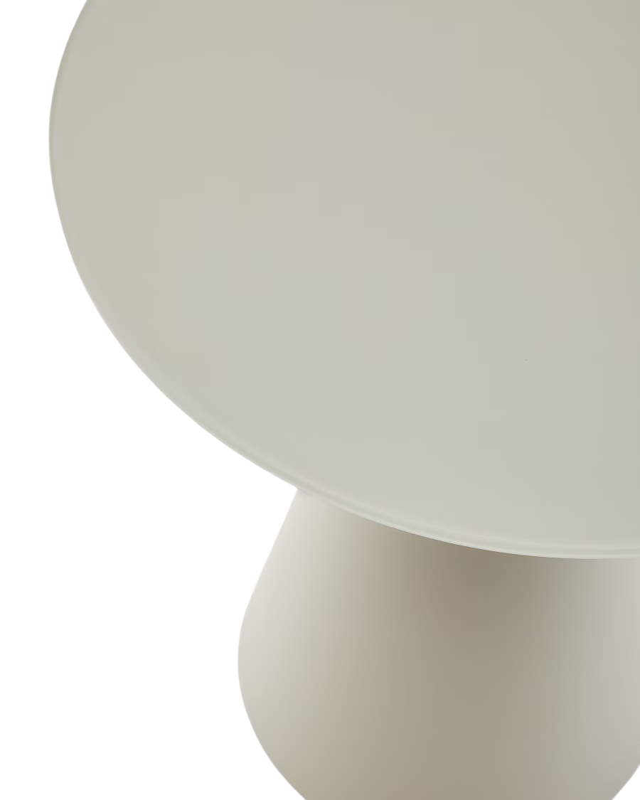 Mesa de centro Zeller acabado pintado beige con vidrio  Ø80 cm