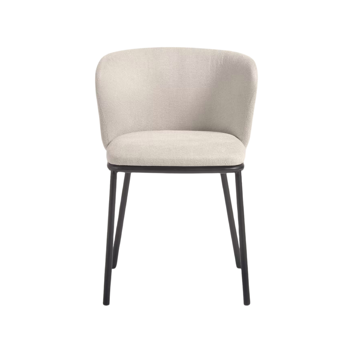 Silla Collin de chenilla beige y patas metálica negro
