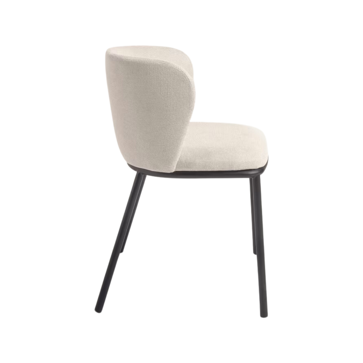 Silla Collin de chenilla beige y patas metálica negro
