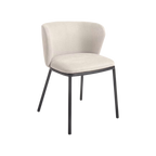 Silla Collin de chenilla beige y patas metálica negro