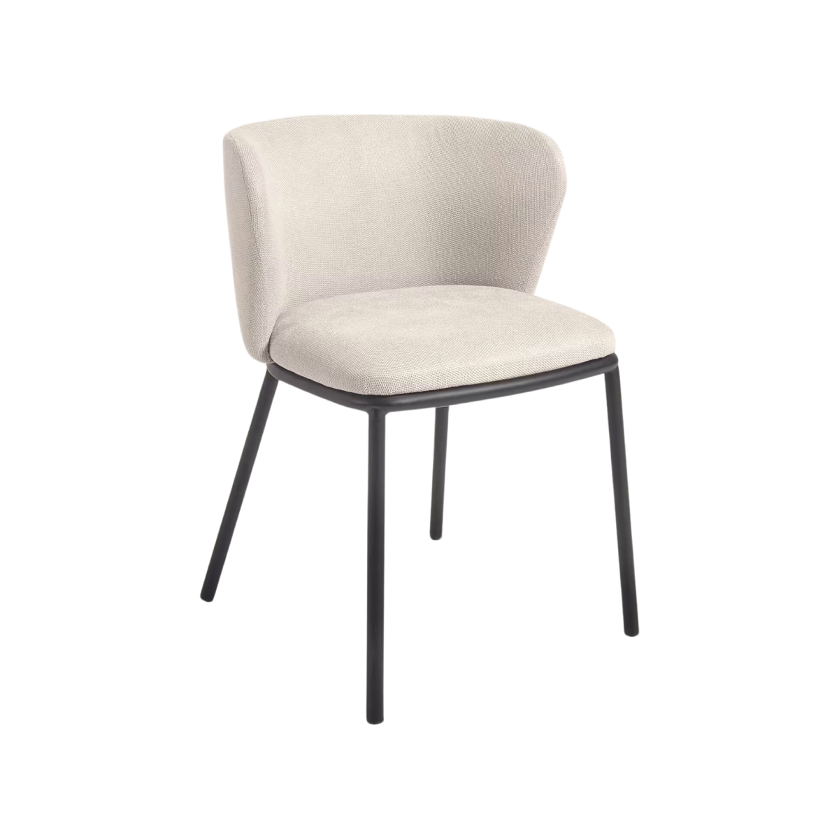 Silla Collin de chenilla beige y patas metálica negro