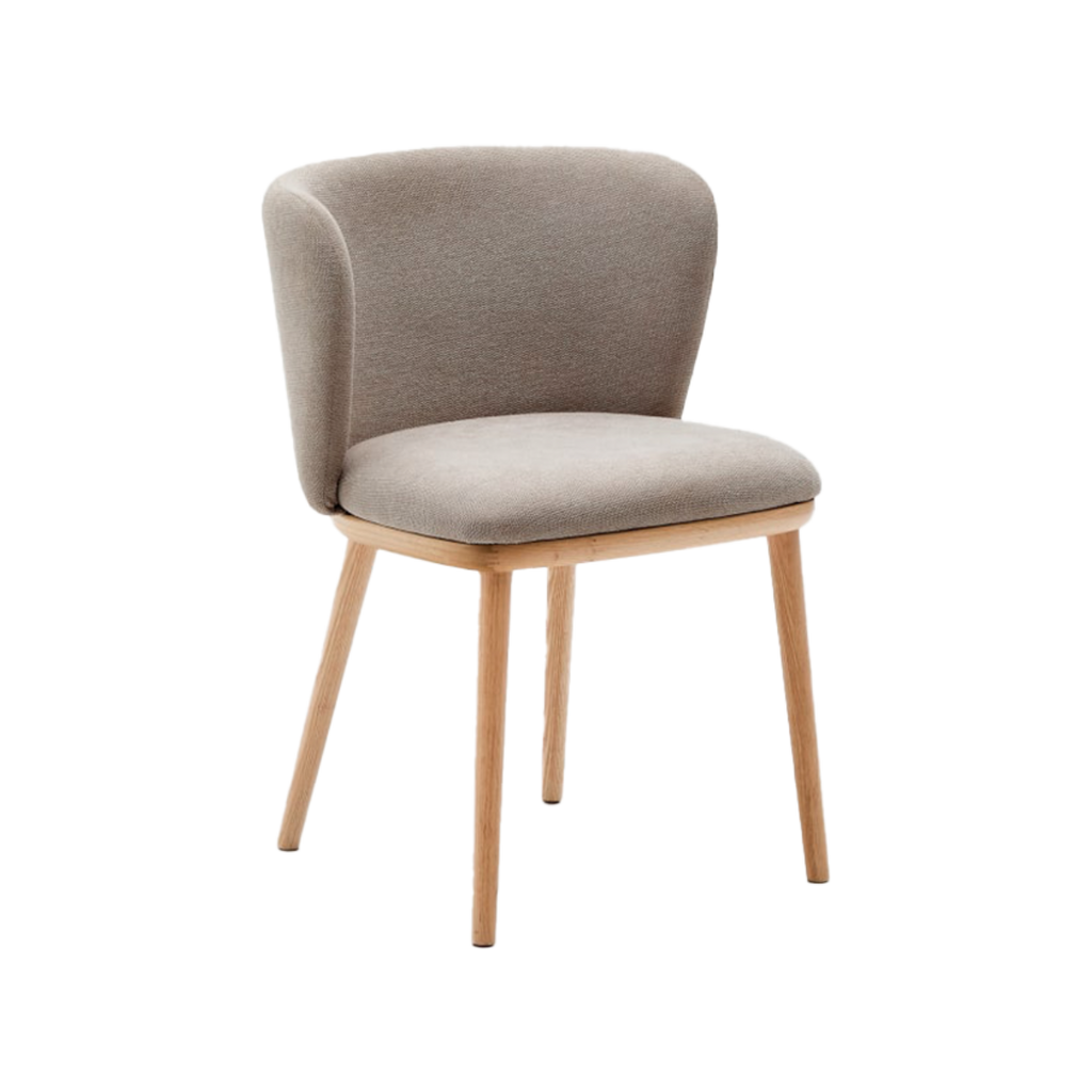 Silla Collin de chenilla marron con patas de madera maciza
