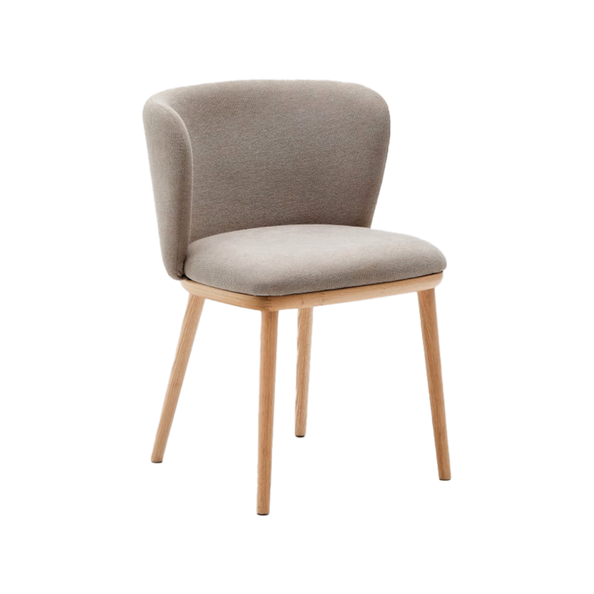 Silla Collin de chenilla marron con patas de madera maciza
