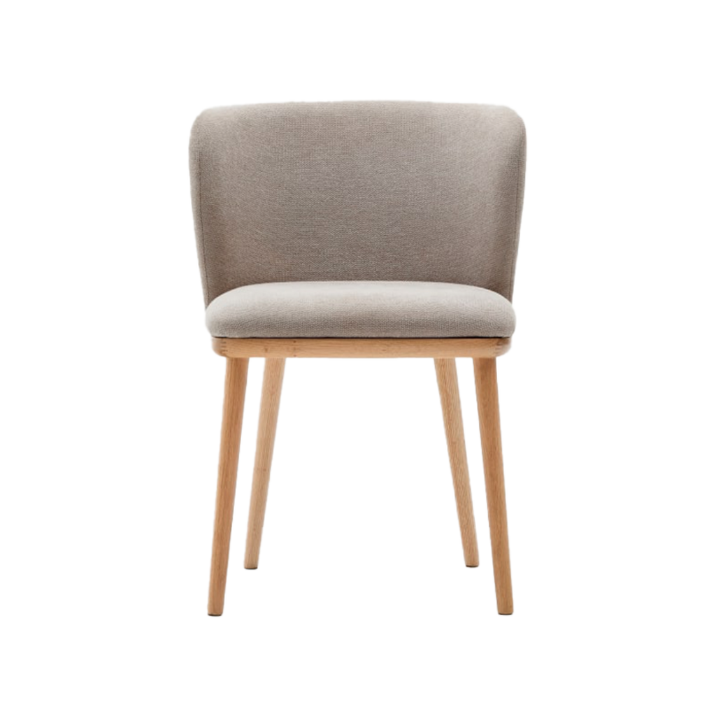 Silla Collin de chenilla marron con patas de madera maciza