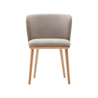 Silla Collin de chenilla marron con patas de madera maciza