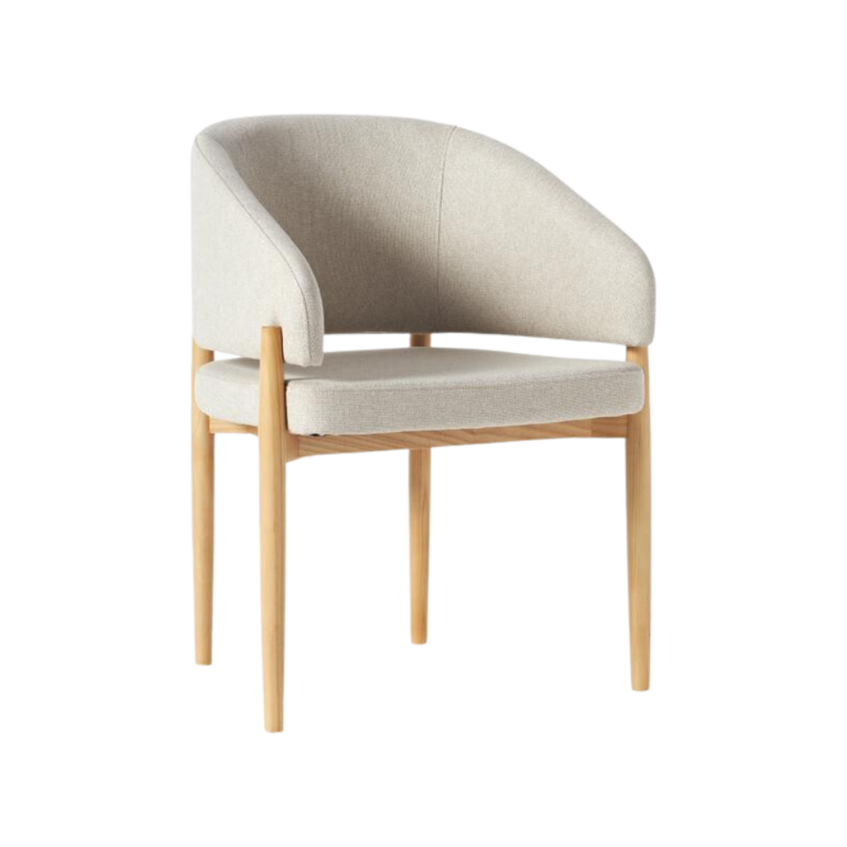 Silla Kara beige con patas de madera maciza