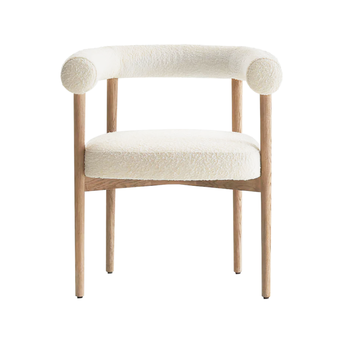 Silla Aurea de madera con tela boucle blanco