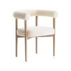 Silla Aurea de madera con tela boucle blanco