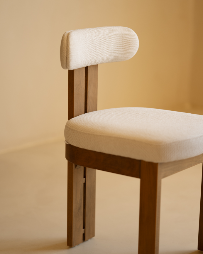 Silla Litta blanco de madera maciza cachimbo