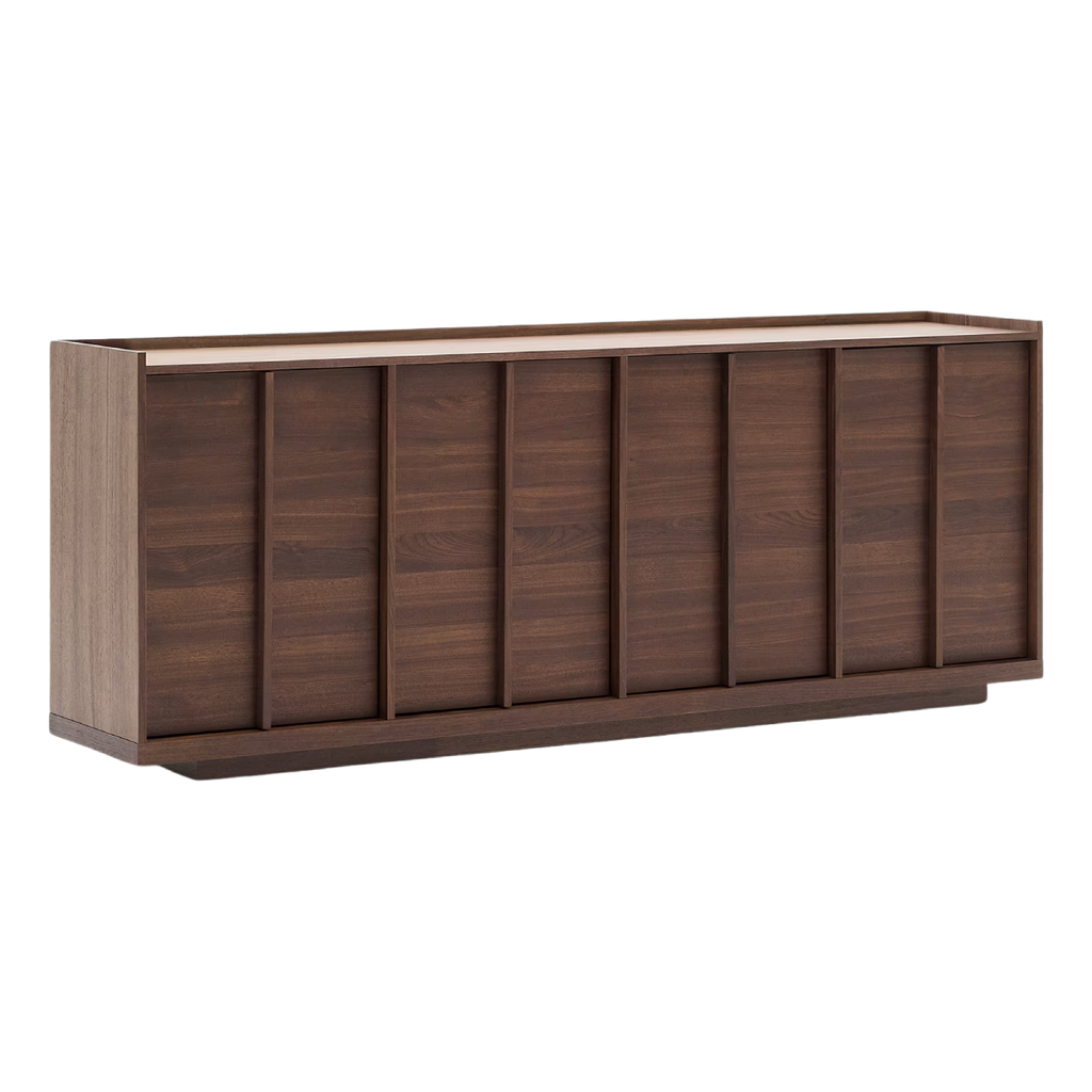Aparador Francis de melamine nogal oscuro con acabado oscuro 200 x 80 cm