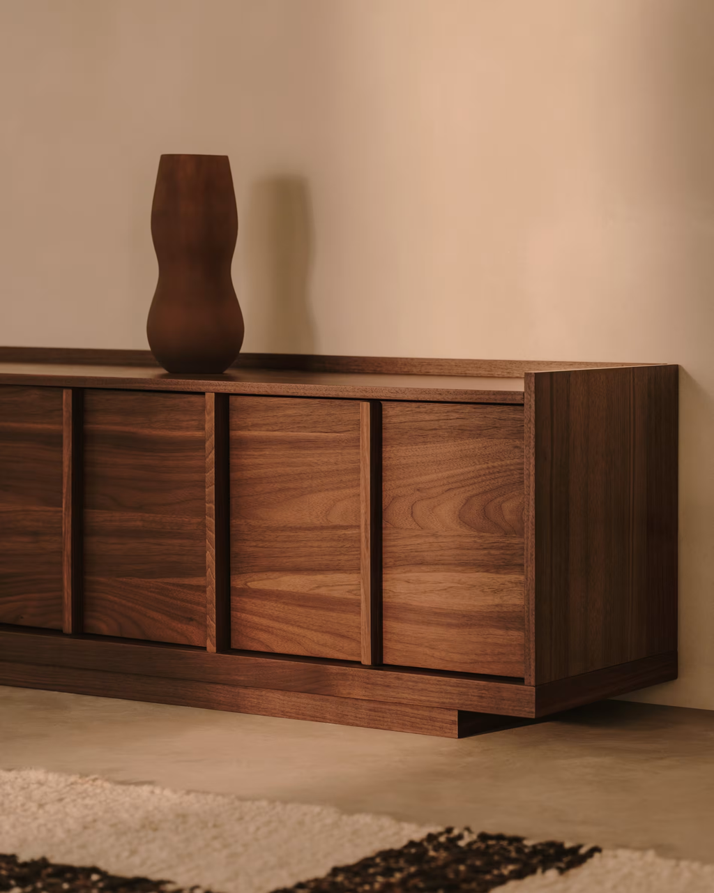 Mueble de TV Francis de melamina nogal oscuro 200 x 45 cm