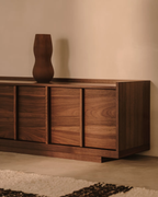 Mueble de TV Francis de melamina nogal oscuro 200 x 45 cm
