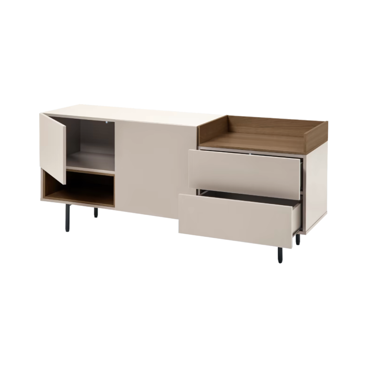 Aparador Kely de melamina con 2 puertas y 2 cajones