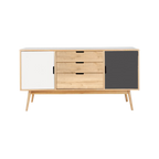 Mueble bajo Nio de melamina con 2 puertas y 3 cajones