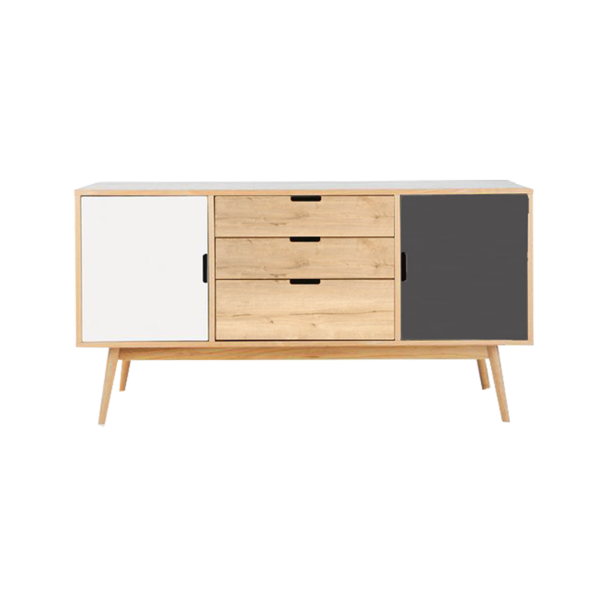 Mueble bajo Nio de melamina con 2 puertas y 3 cajones