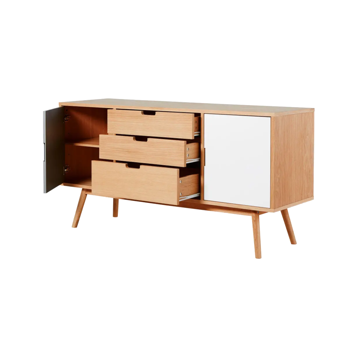 Mueble bajo Nio de melamina con 2 puertas y 3 cajones