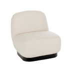 Butaca Barrel beige con zócalo madera negro