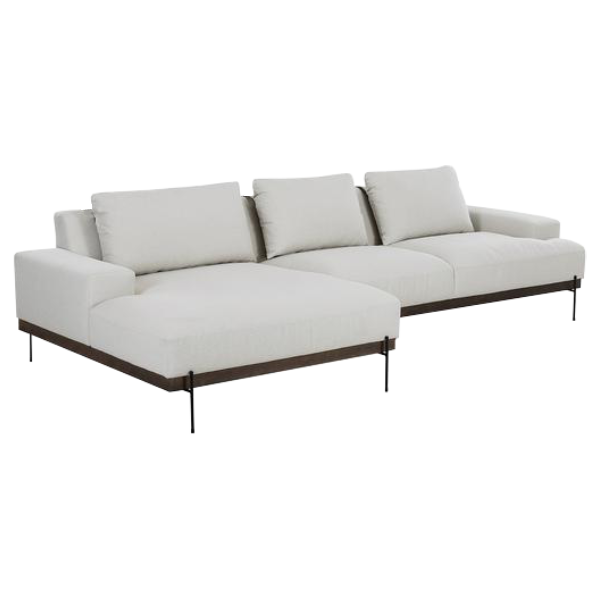 Sofá chaise lounge Charlot beige claro con patas metálica