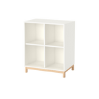 Bookcase Boho blanco de melamina con patas madera maciza