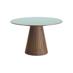 Mesa Noah chapado madera nogal con vidrio blanco Ø 120 cm