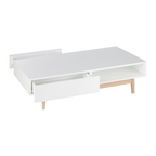 Mesa de centro Oslo de melamina blanco y patas de madera