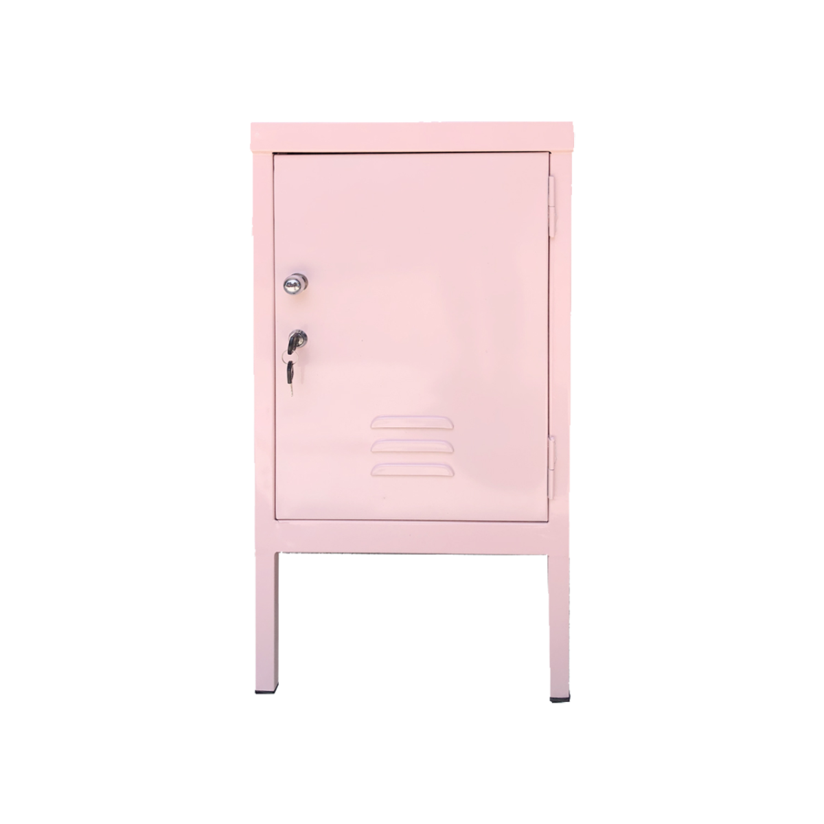 Mesita de noche Retro Locker metálica con acabado rosa