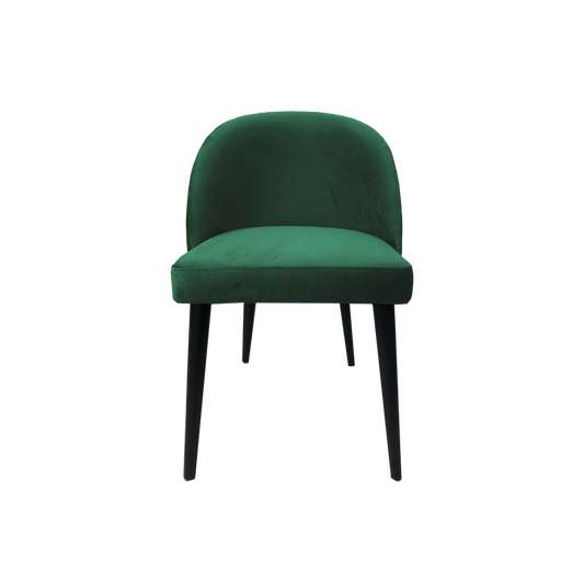 Silla Casiopea verde botella con patas de madera maciza negro