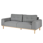 Sofá Valentine gris con patas madera maciza (3 plazas)