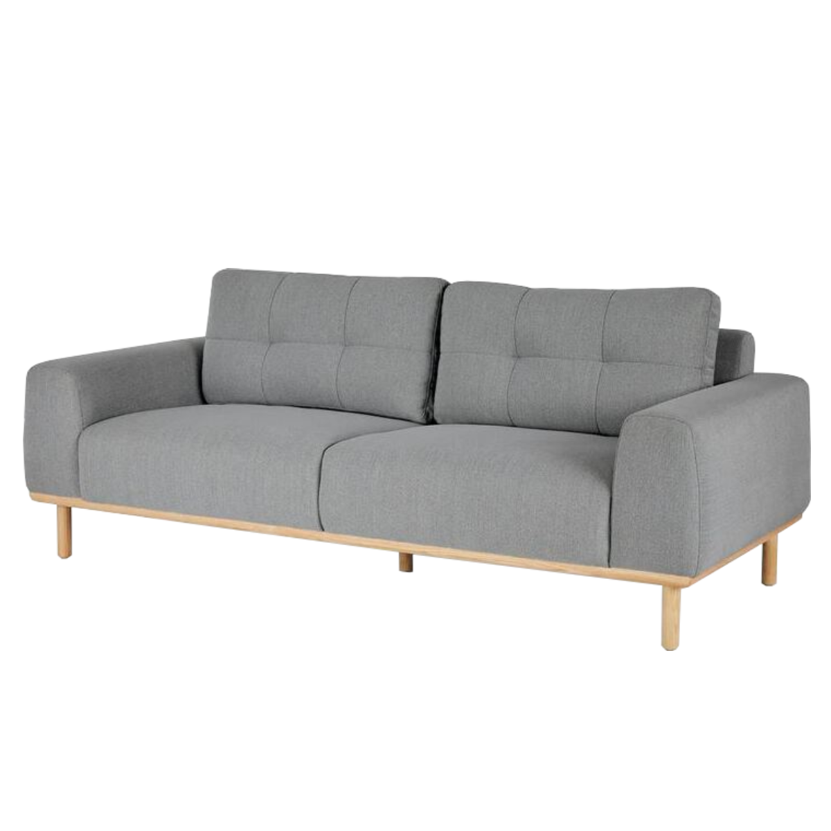 Sofá Valentine gris con patas madera maciza (3 plazas)