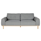 Sofá Valentine gris con patas madera maciza (3 plazas)