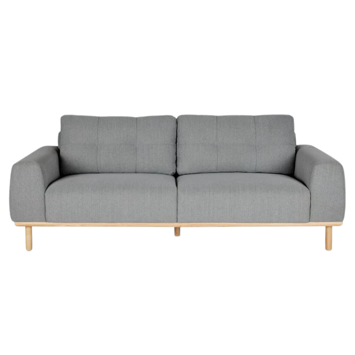 Sofá Valentine gris con patas madera maciza (3 plazas)