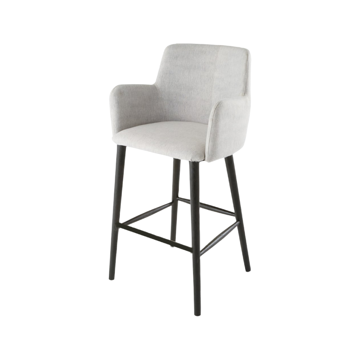Silla alta Alda gris con patas madera maciza negro
